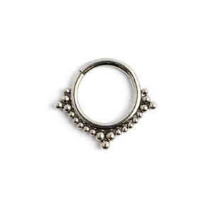 Deva septum clicker, Surgical steel hinged segment piercing ring size 1.2mm (16g), daith clicker huggie hoop fit to tragus, helix, cartilage