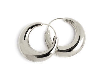 Orecchini a cerchio in argento sterling, grossi cerchi boho diametri: 10mm, 12mm, 15mm, 17mm, 20mm, 25mm, 30mm, 40mm, 45mm, cerchi zingari di tutti i giorni