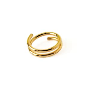 Gold double nose ring hoop for single piercing, spiral snug nose hoop, piercing ring 0.6mm/22g, 8mm, 10mm, 12mm, minimalist nose jewelry