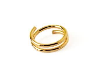 Aro de anillo de nariz doble de oro para perforación única, aro de nariz ajustado en espiral, anillo perforador 0,6 mm/22 g, 8 mm, 10 mm, 12 mm, joyería de nariz minimalista