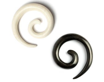 Hand Carved Black Narra Wood Tribal Fake Super Ear Spiral Hand Carved Black Narra Wood Tribal Fake Super Ear Spiral