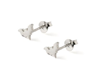 Pendientes de plata de ley 925 con forma de murciélago, pendientes minimalistas con forma de murciélago, pequeños pendientes unisex para uso diario.