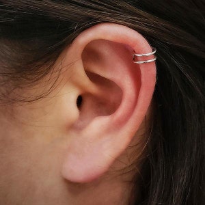 Sterling Silver ear cuff no piercing, boho dainty ear wrap helix, fake piercing ring, cartilage clip earring, hoop no piercing fake earring