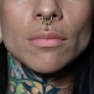 14k Gold Open Lotus Septum Clicker, hinged segment dainty septum ring 16g for helix, tragus, daith, rook piercing ring, septum jewelry