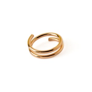Rose gold double nose ring hoop for single piercing, spiral snug nose hoop, piercing ring 0.6mm/22g, 8mm, 10mm, 12mm minimalist nose jewelry