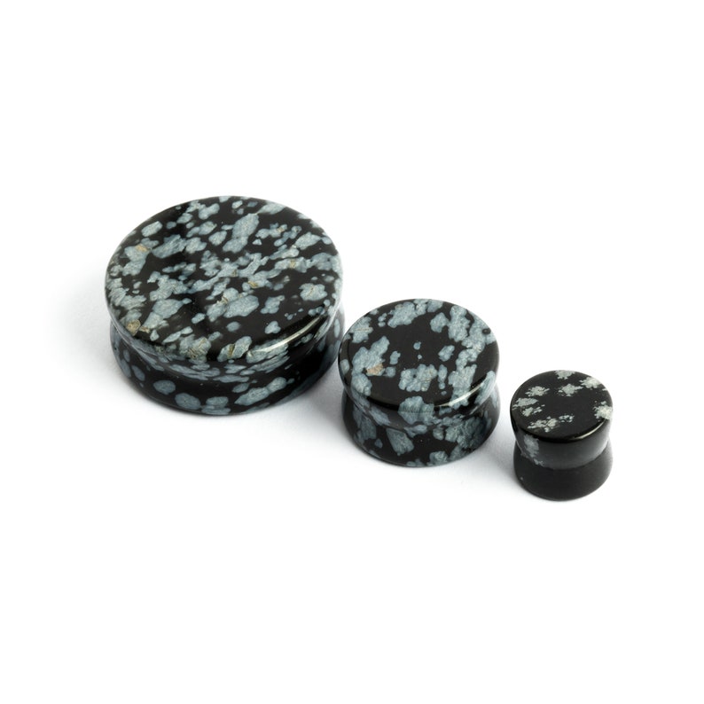 Natural Gemstone Organic Semi-Precious Snowflake Obsidian Ear Plug Tunnel Gift Natural Gemstone Organic Semi-Precious Snowflake Obsidian Ear Plug Tunnel Gift