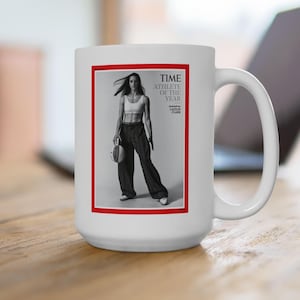 caitlin clark coffee mug, caitlin clark time magazine mug, coffee mug, ceramic drinkware, sports fan mug