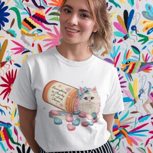 Cat Pill Bottle Unisex Tee, Graphic T-Shirt, Prescription Meds Shirt, Funny Cat Lover Gift, Animal Print Top