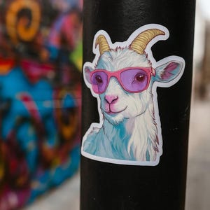 Cool Goat Kiss-Cut Stickers | Fun Laptop Decals, Goat Lover Gifts, Vintage Animal Stickers, Unique Party Favors, Cute Home Decor