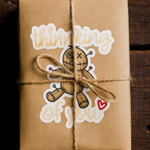 Thinking of You Voodoo Doll Kiss-Cut Stickers - Cute Gifts, Laptop Decals, Party Favors, Scrapbooking, Valentines Day