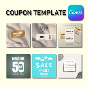 Boost Your Sales with Editable Canva Coupon Templates | Digital Download | Editable Coupon Template Canva | Canva Discount Code Template