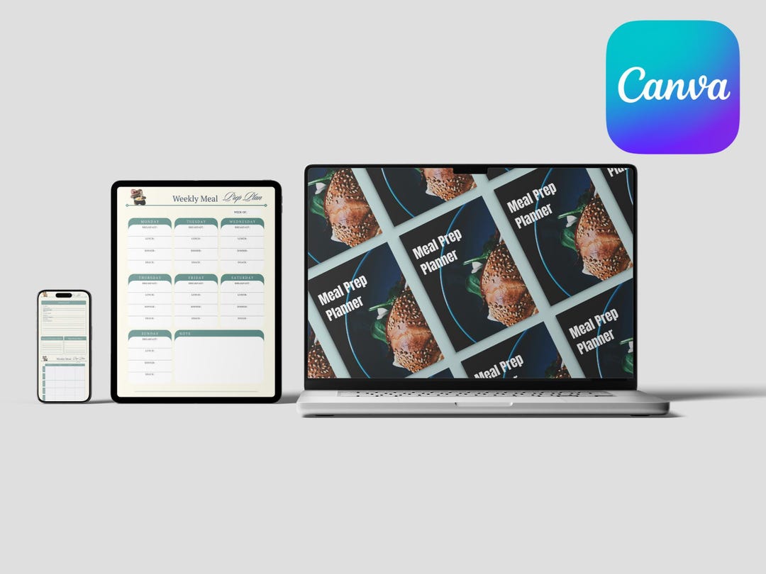 Meal Prep Planner Printable PDF & Editable Canva Template | Weekly Meal ...
