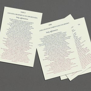 Tarjetas imprimibles de afirmaciones de riqueza / Citas diarias sobre la mentalidad financiera y la Ley de la Atracción / Afirmaciones positivas de riqueza en PDF