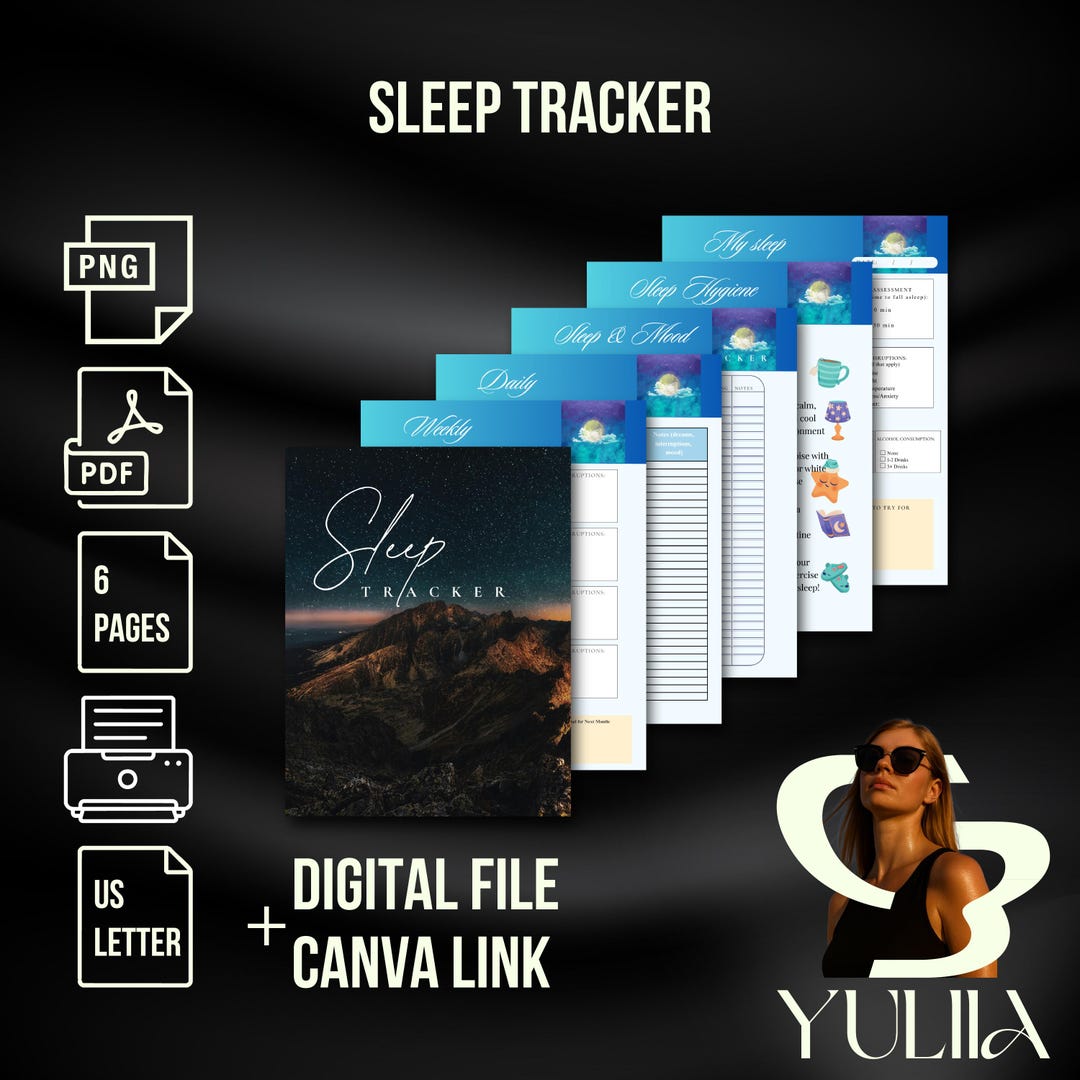 Editable Sleep Tracker Printable: Sleep Journal & Canva Template (PDF ...