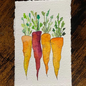 Carte aquarelle de carottes.