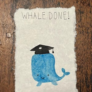 Carte aquarelle de remise des diplômes à la baleine.