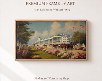 Michigan Frame TV Art, Grand Hotel Mackinac Island, Patriotic Wall Art, Independence Day Decor, 4th of July TV Art