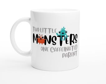 Twin Monsters Coffee Mug – Gift for Parents of Twins, 11oz Ceramic