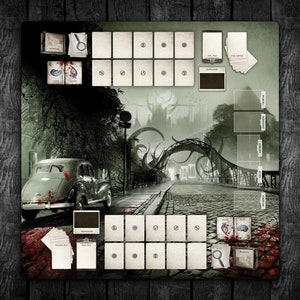 Playmat for Arkham Horror LCG, Extra Large Double-Sided Player Mat for Arkham Horror 2 Player & Solo - Shadow Over Arkham