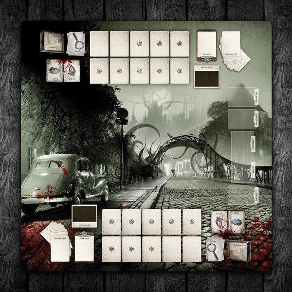 Playmat for Arkham Horror LCG, Extra Large Double-Sided Player Mat for Arkham Horror 2 Player & Solo - Shadow Over Arkham