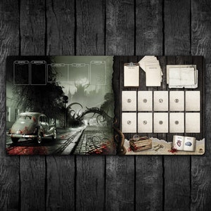 The Shadow Over Arkham Playmat 36x18 | Solo Investigator Dashboard for Arkham Horror LCG