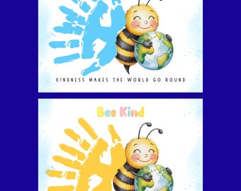 Bee Kind Handprint Art, Kindness Crafts for elementary, World Kindness Day, Printable Activity Kids