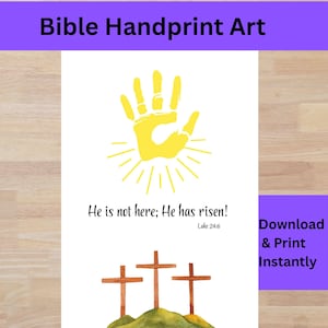 Bible Easter Handprint Art,Printable kids preschool Easter Craft, Christian Handprint School Craft Activity, Bible verse craft for kids