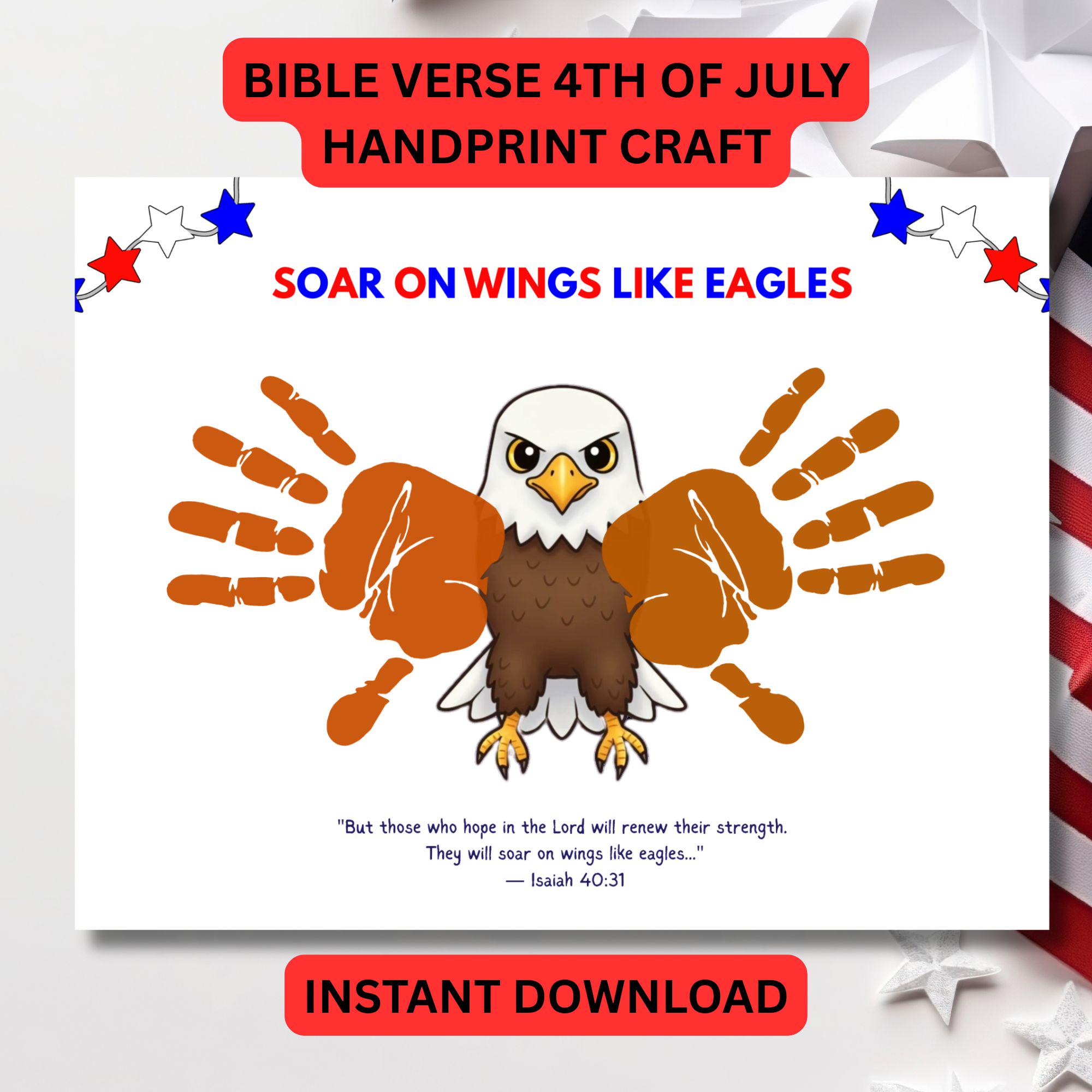 独立記念日の聖書手形アート – イザヤ書 40:31 印刷可能 – アメリカ独立記念日のクラフト クリスチャンキッズ - Etsy 日本