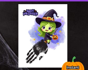 Handprint Witch Craft Template | Printable Halloween Activity for Kids ...