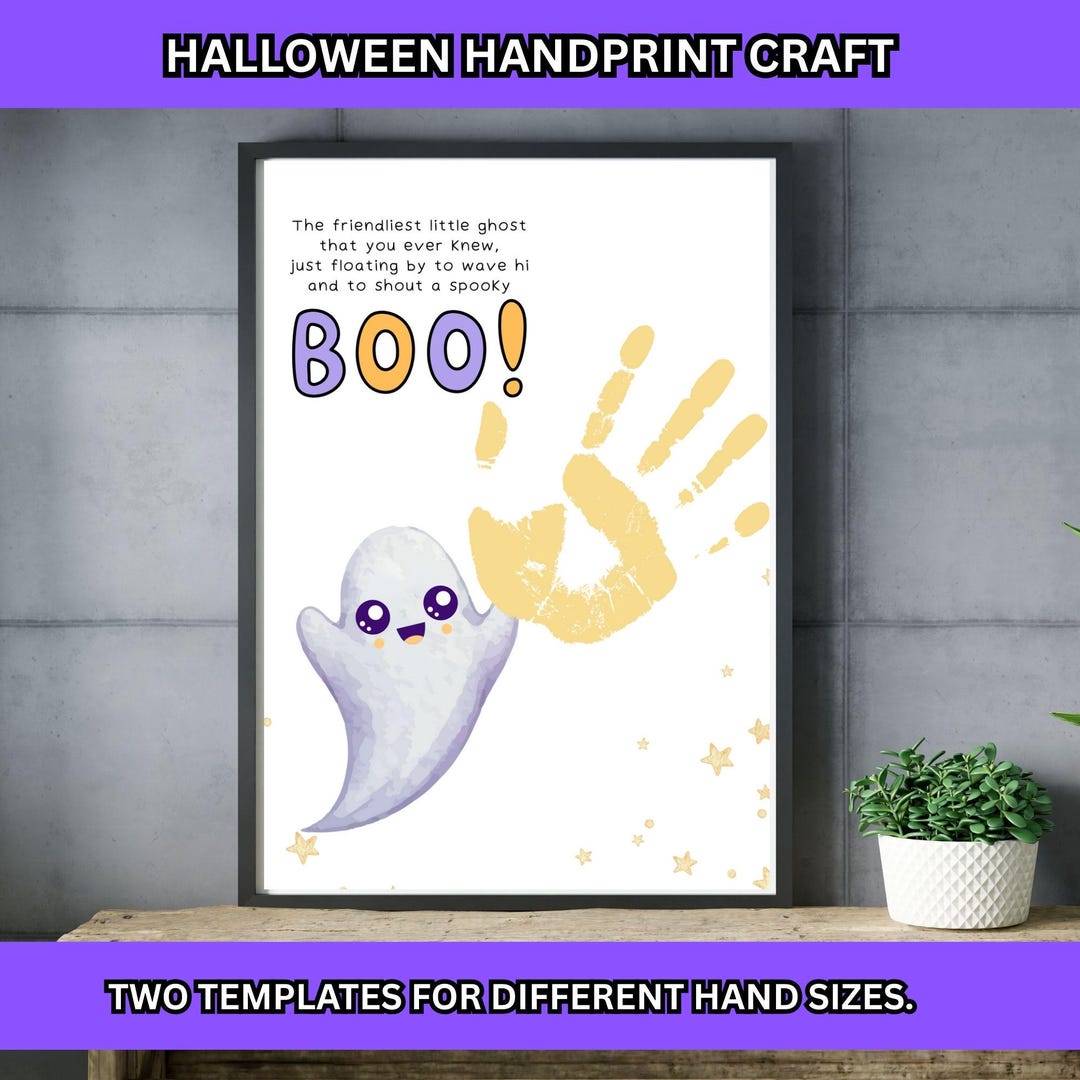 Halloween Handprint Craft, Halloween Boo Handprint Art, Halloween Ghost ...
