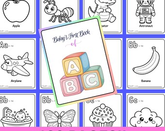 ABC Coloring Book for Baby shower, Alphabet coloring pages for baby shower
