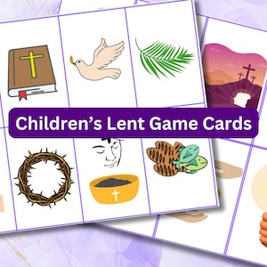 Schede di Quaresima per bambini/ Schede flash di Quaresima/ Attività di educazione religiosa di Pasqua/ Schede di Pasqua/ Gioco di carte di memoria/ Schede di gioco di famiglia della Resurrezione