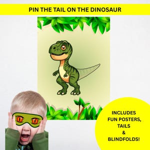 Pin the Tail on the Dinosaur Party Game: Printable Birthday Activity (PDF Download, 4 Sizes)