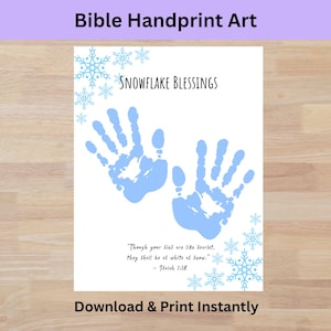 Bible Verse Handprint Craft for Kids, Snowflake Handprint Art, White as snow Isaiah 1:18 Bible craft, Christian Sunday School Activity