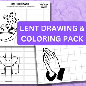 Lent Easter Drawing Coloring Printable Pages| Kids activity pack| Christian Grid Drawing| Religious Education Easter Coloring| Holy Week