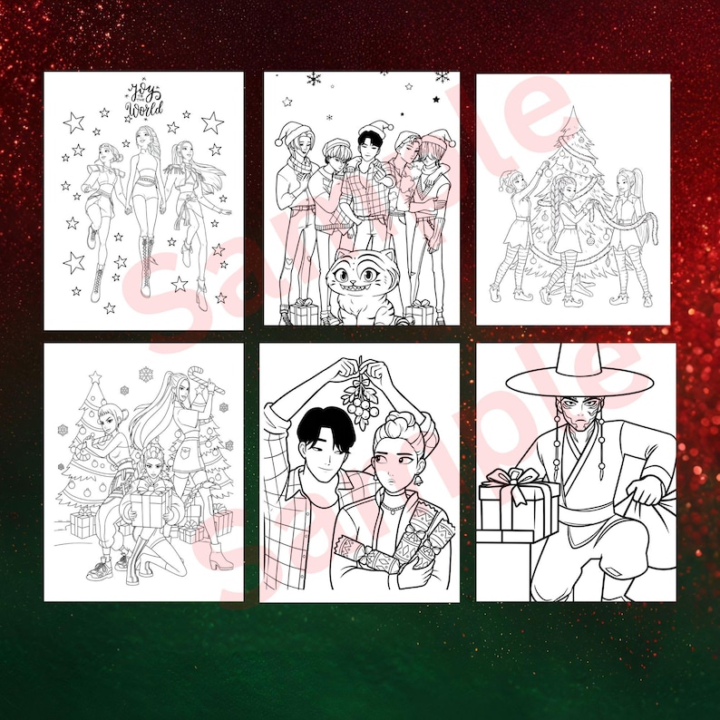 K-pop Christmas Coloring Printable, Demon Hunters Coloring Book, 30 ...