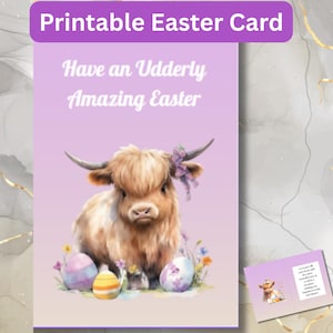Printable Easter Card for Easter Gifting| Easter Holidays Gifts for Loved ones| Digital Download Easter Greeting Card| Cute Cow Image