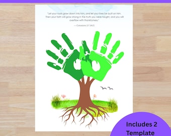 Bible Verse Handprint Tree Art: Christian Sunday School Craft (PDF Download)