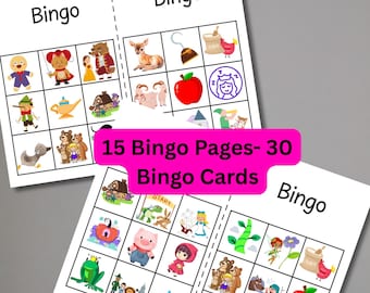 子供向けの本のテーマのビンゴカード：教室で印刷可能（PDFダウンロード）