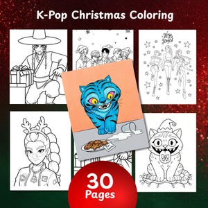 K-pop Christmas Coloring Printable, Demon Hunters Coloring Book, 30 pages