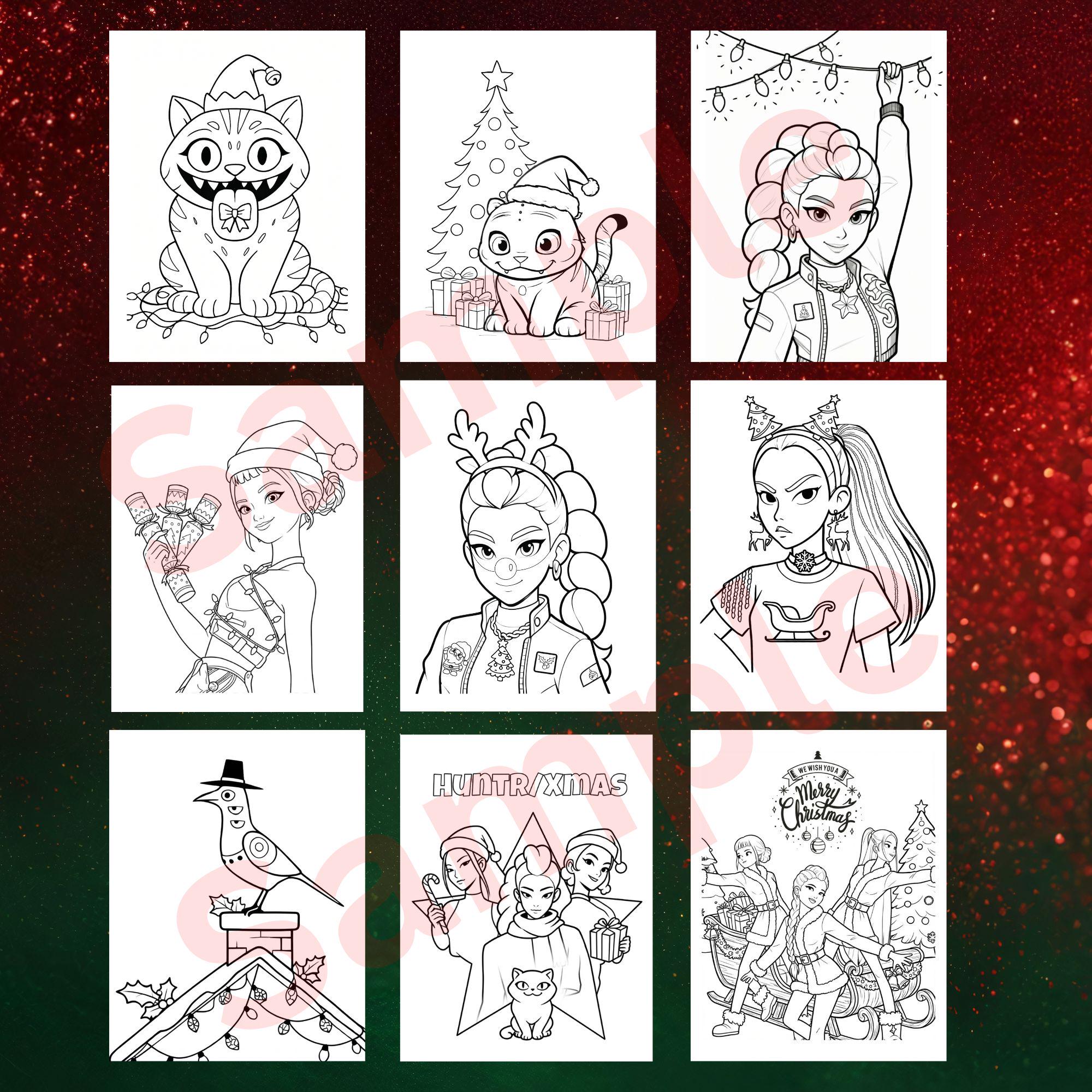 K-pop Christmas Coloring Printable, Demon Hunters Coloring Book, 30 ...