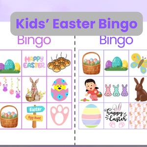 Cartes de bingo de Pâques|Planche de BINGO de Pâques imprimable pour familles d'enfants|Jeu de fête de Pâques| Activités de Pâques, Jeux de bingo pour les Fêtes de Pâques