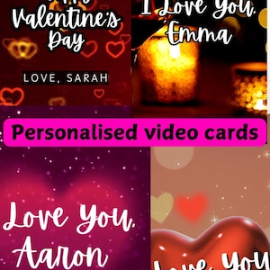 Tarjeta de video digital personalizada para el día de San Valentín / Regalo romántico con mensaje personalizado animado descargable