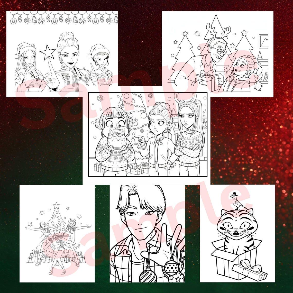 K-pop Christmas Coloring Printable, Demon Hunters Coloring Book, 30 ...