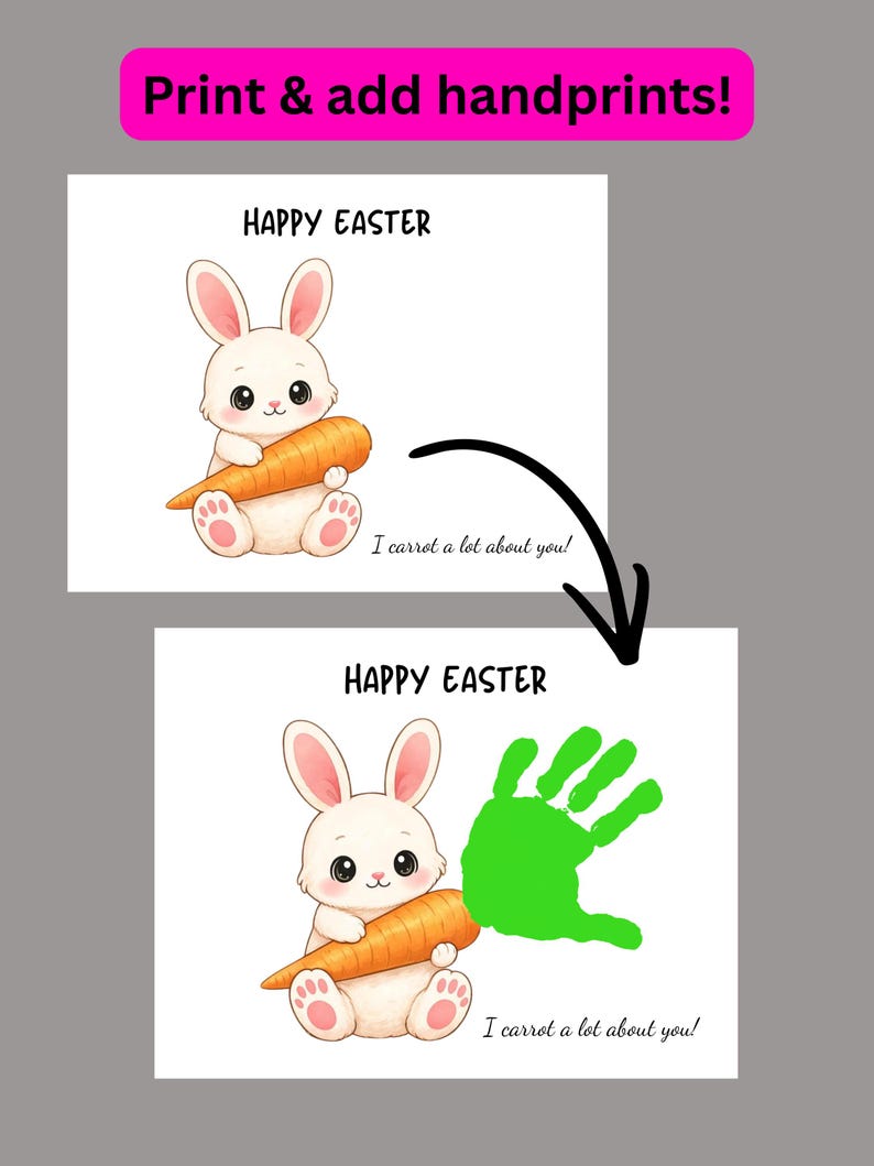 Easter Bunny Handprint Craft Printable for Kids Toddler Handprint ...