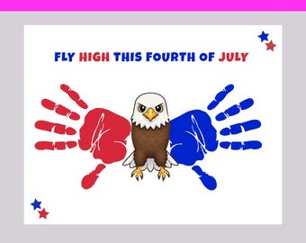 4th of July Handprint Craft Printable | Patriotic Eagle Keepsake Activity for Preschool & Kindergarten Kids | Independence Day Art Template