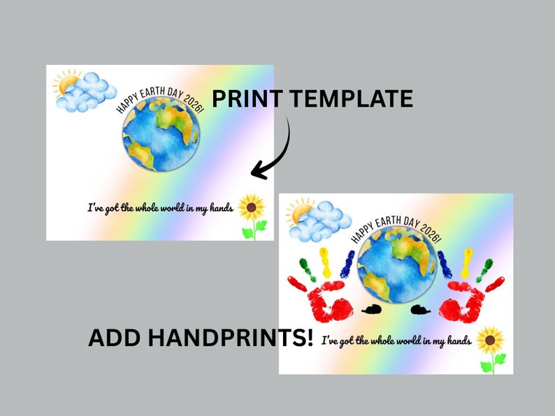 Earth Day Handprint Art: Kids School Craft Activity (printable) - Etsy
