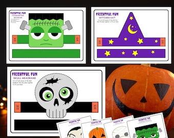 Máscaras e tiaras de Halloween: modelos de artesanato em papel para imprimir, lembrancinhas de festa de Halloween