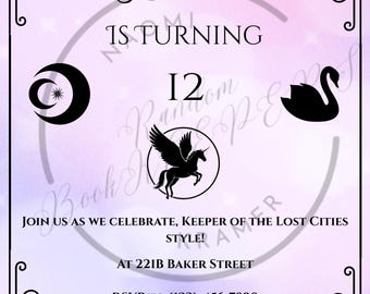 Invitations KOTLC modifiables sur canevas pour fêtes d'anniversaire | Inspiré de la série Le gardien des cités perdues de Shannon Messenger | Lot de trois