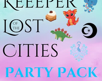 Pack festif KOTLC (numérique), comprenant : bingo, jeu d'association, affiche, étiquettes d'aliments, invitations modifiables | Gardien des cités perdues